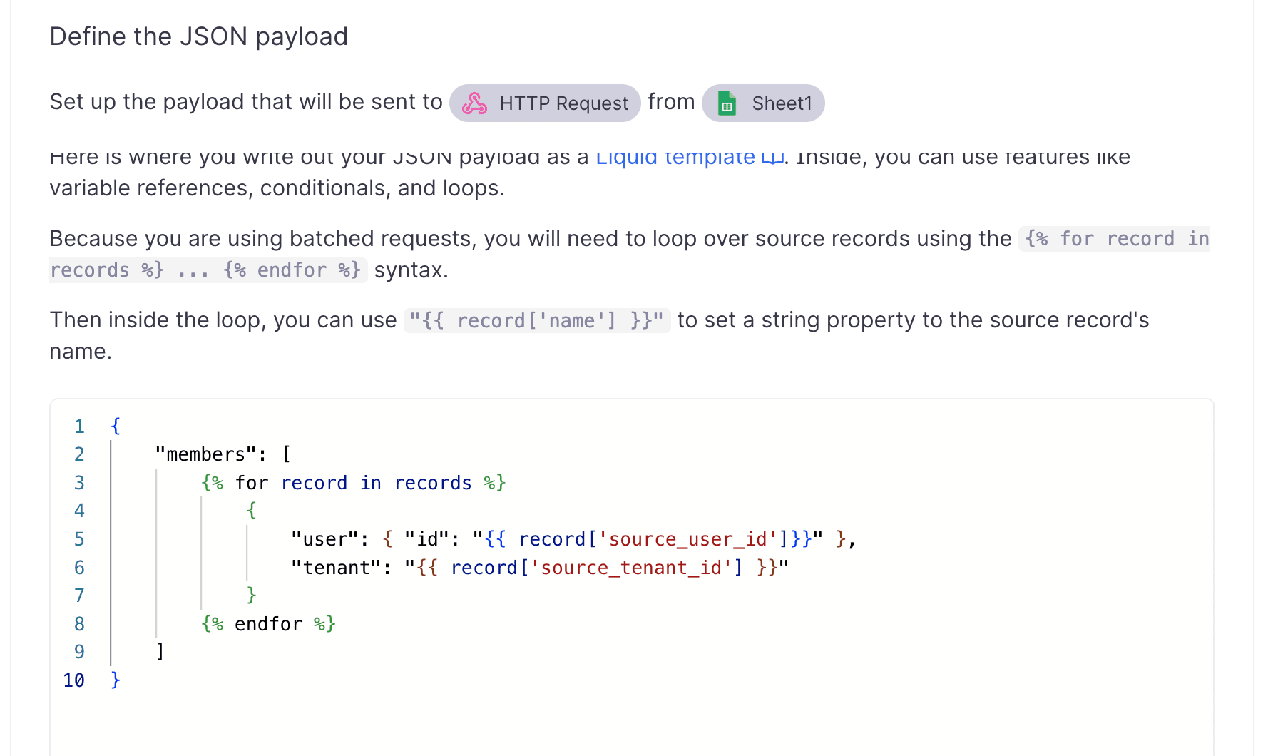 Edit the request body template